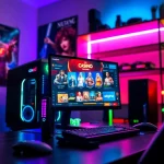 No deposit casino features on casinospielen.de displaying vibrant gaming setup.