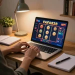 Player engaged with online slot games on FAFA828, focused on winning strategies in a cozy home setting.