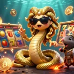 Spin and win at sp8 with a vibrant Medusa and warrior mouse in a lively slot machine scene.