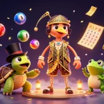 Engage with nền tảng Vin88 through vibrant lottery action in a colorful casino scene.