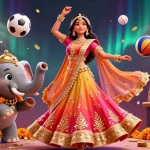 Experience thrilling betting action at 66b. com with a vibrant scene of casino elements and a Bollywood dancer.