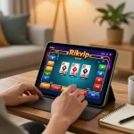 Engaging gameplay of the game rikvip on a tablet in a cozy home setting.