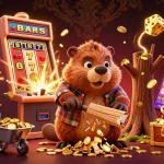 Engage with exciting online casinos in a vibrant 3D scene featuring animated animals collecting golden coins.
