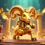 Engage with kenzototo’s thrilling slot online experience featuring a dynamic golden ram and vibrant gambling elements.