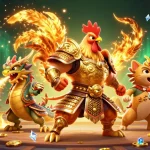 Experience thrilling action with toto slot in this vibrant 3D illustration of warriors and symbols.