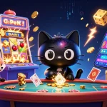 Experience the mesmerizing world of gg88 tv with a cosmic casino scene featuring a black hole cat and nebula fox.