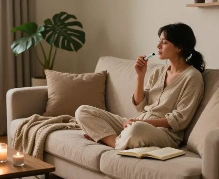 Properloud THC vape pen featured in a cozy wellness scene, promoting relaxation and self-care.