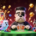 Experience thrilling slot 10rb action with a vibrant 3D illustration featuring casino characters.