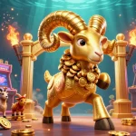 Experience thrilling gameplay with M88 link in a lively casino-inspired 3D illustration.