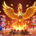 Experience thrilling wins at slot777 with a golden phoenix symbolizing jackpot excitement in a dynamic casino scene.
