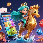 Experience the thrill of slot 10k with vivid characters and vibrant casino elements in this immersive illustration.