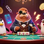Engage with slot 4d games at an underwater poker table featuring playful characters and vibrant casino elements.