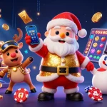 Win big with ufabet at a vibrant 3D casino scene showcasing festive characters and dynamic slot elements.
