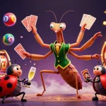 Slot memukau dengan karakter menarik dalam ilustrasi kartun 3D, menunjukkan kasino dengan semarak.