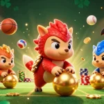 Engage in exciting tylekeonhacai action with dynamic pangolins rolling into golden balls among vibrant sports elements.