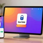 slot7000 app interface displayed on mobile devices highlighting user-friendly and secure login features.