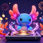 Spin the reels with menangclub88 in this vibrant 3D casino scene featuring a DJ and lively sea creatures.